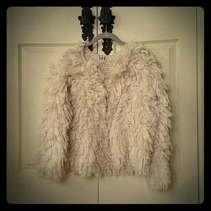 NWOT Haute Hippie Shaggy White Coat